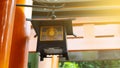 Japanese style vintage light bulb in Torri gate in Kyoto