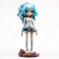 Cartoon Girl Figurine With Blue Hair - High-quality Anime Figure