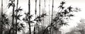 Japanese sumi-e style bamboo painting. Japanese ink painting of a bamboo. Generative AI