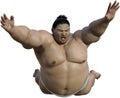 Japanese Sumo Wrestler Attack, Isolated, Japan Royalty Free Stock Photo