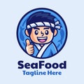 Japanese sushi Chef cartoon logo design Royalty Free Stock Photo