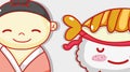 Japanese and sushi cute kawaii cartoon