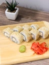 Japanese sushi delivered home ready to eat fast healthy food Royalty Free Stock Photo