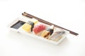 Japanese Sushi - Egg, Tuna, Eel, Swordfish Royalty Free Stock Photo