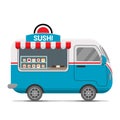 Japanese sushi food vector caravan trailer