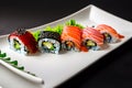 Japanese Sushi Maki Rolls On A Plate Generative AI