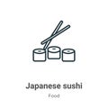 Japanese sushi outline vector icon. Thin line black japanese sushi icon, flat vector simple element illustration from editable Royalty Free Stock Photo