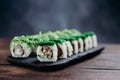 Japanese sushi rolls with tuna and cream cheese Royalty Free Stock Photo