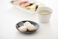 Japanese Sushi and Sashimi - Scallop and Green Tea Royalty Free Stock Photo