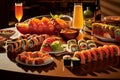 Japanese Sushi Selections on a Table Royalty Free Stock Photo