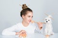 Japanese sushi style. Beauty sexy woman eating sushi. Sushi rolls, sashimi. Fashion model girl eating Sushi with Royalty Free Stock Photo