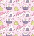 Japanese sushi wasabi delicious cartoon food cute background