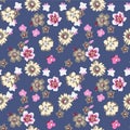 Japanese Sweet Flower Fall Vector Seamless Pattern