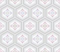 Japanese Sweet Flower Hexagon Vector Seamless Pattern