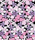 Japanese Sweet Pink Flower Bloom Vector Seamless Pattern