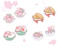 Japanese sweets, konpeito, sakura mochi, dorayaki, rabbit manju