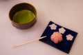 Japanese sweets and green tea Royalty Free Stock Photo