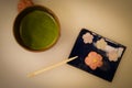 Japanese sweets and green tea Royalty Free Stock Photo