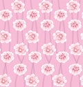 Japanese Swirl Softly Flower Vector Seamless Pattern