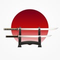Japanese Sword Flag Realistic Royalty Free Stock Photo