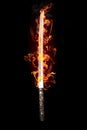 Japanese sword in flames Royalty Free Stock Photo
