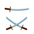 Japanese sword. Long katana. Weapons of Eastern ninja warrior and samurai Royalty Free Stock Photo