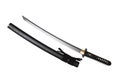 Japanese sword steel fitting and black cord with black scabbard