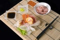 Japanese table with seafood Royalty Free Stock Photo