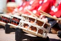 Japanese Taiko Drums Being Played Royalty Free Stock Photo