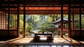 Japanese tatami floor home interior with paper sliding doors for minimalist design Royalty Free Stock Photo