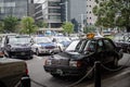 Japanese taxis parking and waiting for passengers