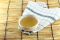 Japanese tea on a bamboo background.