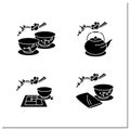 Japanese tea ceremony glyph icons set