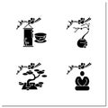 Japanese tea ceremony glyph icons set Royalty Free Stock Photo