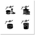 Japanese tea ceremony glyph icons set