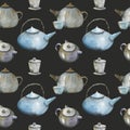 Japanese tea ceremony. Matcha tea. seamless pattern