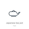 Japanese tea pot icon. Thin linear japanese tea pot outline icon isolated on white background from food collection. Line vector Royalty Free Stock Photo