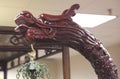 Japanese Teak Dragon Head on exhibit on display in a Museum