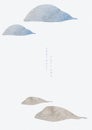 Japanese template with Abstract art background. Watercolor texture vector. Mountain and stone elements