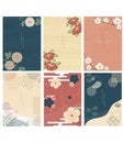 Japanese template vector. Floral decoration background. Cherry blossom flower with wooden texture in Chinese style. Natural luxury Royalty Free Stock Photo