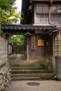 Japanese temple architecture side entrance, Kanazawa, Japan Royalty Free Stock Photo