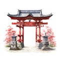 Japanese temple gate, white background Royalty Free Stock Photo