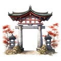 Japanese temple gate, white background Royalty Free Stock Photo