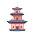 Japanese temple isolated on white background. Traditional Japan pagoda design.