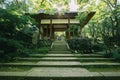 Japanese temple with japanese maple tree leaves in Kyoto vintage film style Royalty Free Stock Photo