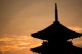 Japanese Temple Silhouette During Sunset.