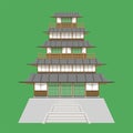 Japanese temple tower wood brown color vector illustration eps10