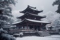 Japanese temple winter. Generate Ai