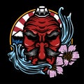 Japanese tengu mask vector art illustration