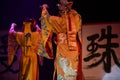 Japanese theater actors perform oriental traditional dance